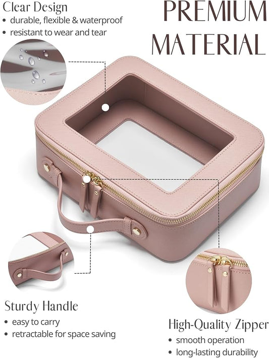 Popvibe Clear Makeup Bag Travel Cosmetic Case Transparent Toiletry Bag - Image 2