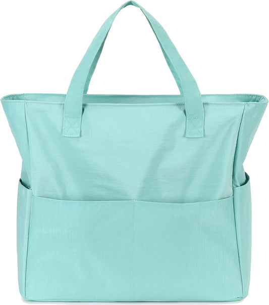 LEDAOU Beach Bag Waterproof Sandproof Women Tote Bag Pool Bag with Zipper for Gym Grocery Travel with Wet Pocket