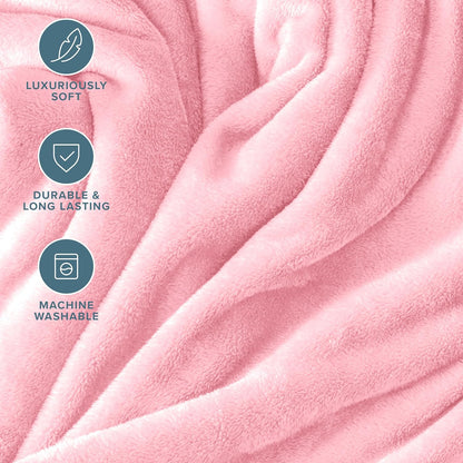 Bare Home Fleece Blanket - Throw Extra Long - Ultra-Soft Lightweight for Bed, Sofa, and Couch - Luxury Microplush - Cozy Warm Blanket (Throw XL, Light Pink)