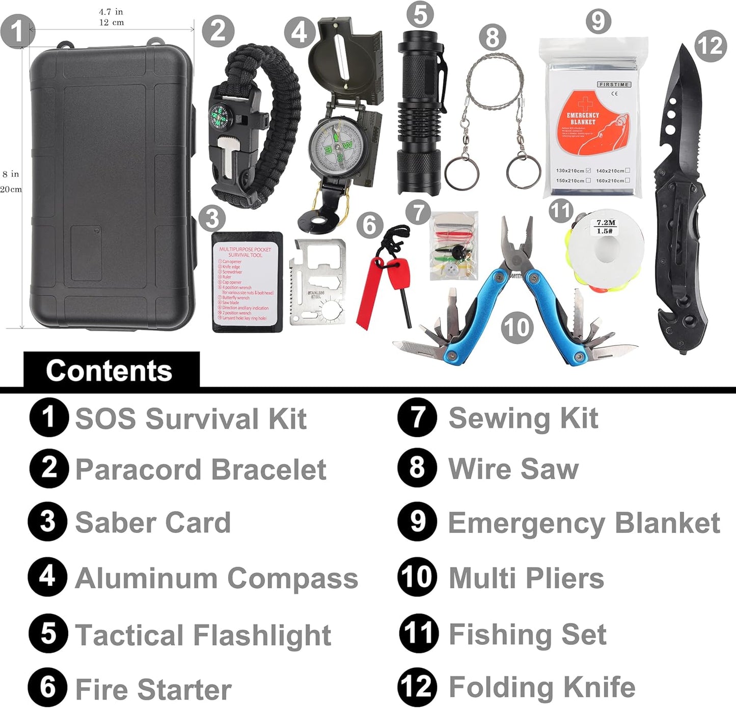Survival Kit - All-in-One Survival Gear and Supplies for Camping, Hiking, Hunting, and Car Emergencies - Essential Tools, Great Gift for Men, Fathers, Boyfriends, Boys, Dads and Scouts