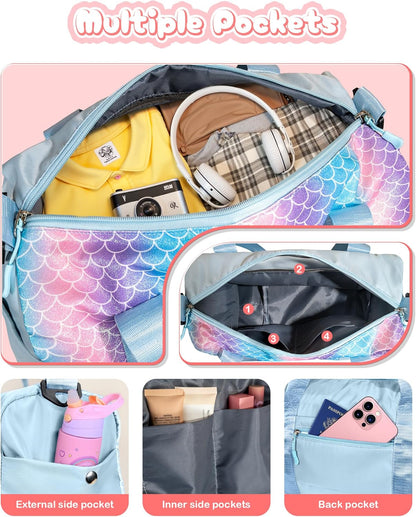 6 7 8 9 10 Year Old Girls Birthday Gift-Girl Gym Bag with Shoe Compartment, Kid Personalized Weekender Overnight Bags, Initial Travel Tote with Makeup Pouch, Easter Gifts for Teen (Letter Q)