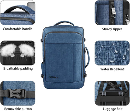 Carry On Backpack, Extra Large 50L Travel Backpack for Men & Women, Expandable Backpack For Airplanes, 17 Inch Laptop Backpack, Luggage Suitcase 40L Daypack Lightweight Business Weekender Bag, Blue