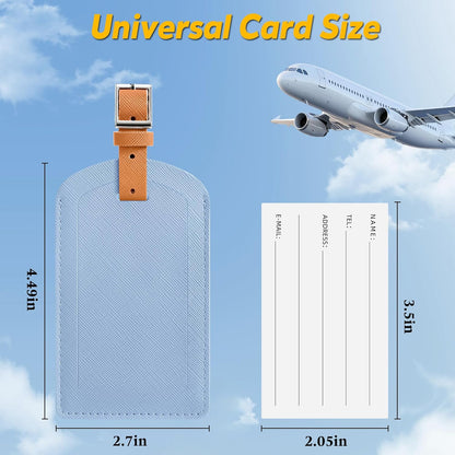 3 Pack Luggage Tags for Suitcases, TSA Approved Bag Tags, Baggage Tags with Privacy Protection, Travel Essentials Luggage Accessories, Light Blue & Brown