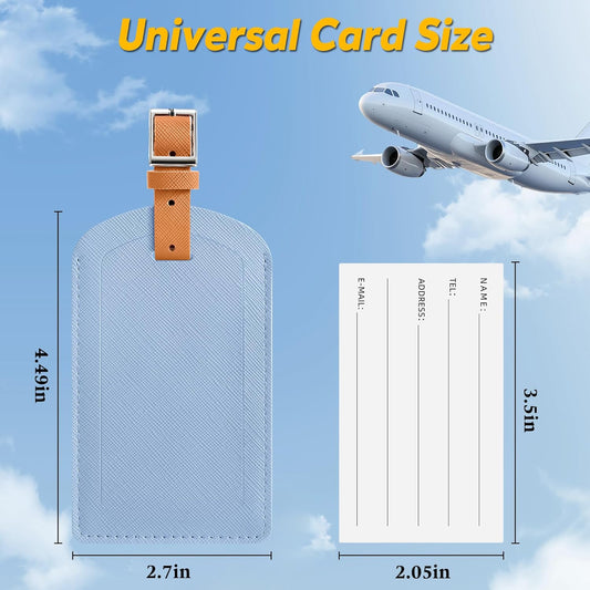 3 Pack Luggage Tags for Suitcases, TSA Approved Bag Tags, Baggage Tags with Privacy Protection, Travel Essentials Luggage Accessories, Light Blue & Brown