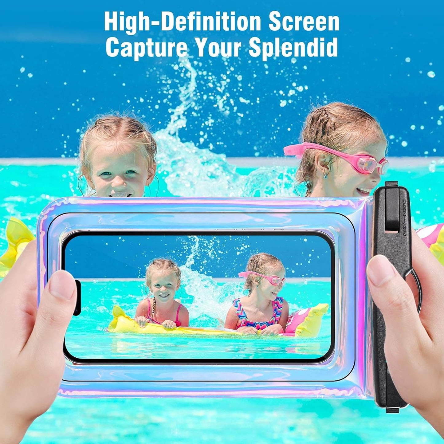 IP68 Large Floating Waterproof Phone Pouch, Water Proof Cell Phone Dry Bag, Waterproof Phone Case for iPhone Galaxy Google, Purple