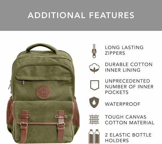 Ama Dablam Premium Original Canvas Backpack/ 17”Laptop/XL-30L/ Many Pockets | Strong Zippers | Thick Cotton | College Travel