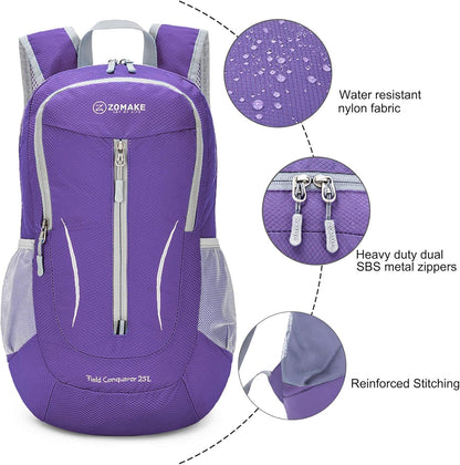 ZOMAKE Ultra Lightweight Packable Backpack 25L, Foldable Hiking Backpacks Water Resistant Small Folding Daypack for Travel(Purple)
