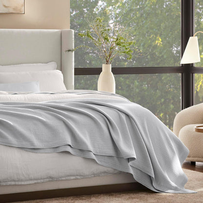 BOLL & BRANCH Dream Bed Blanket - Twin/Twin XL, Sky - Luxury 100% Organic Cotton - Soft, Lightweight and Breathable - Cloud-Like Touch