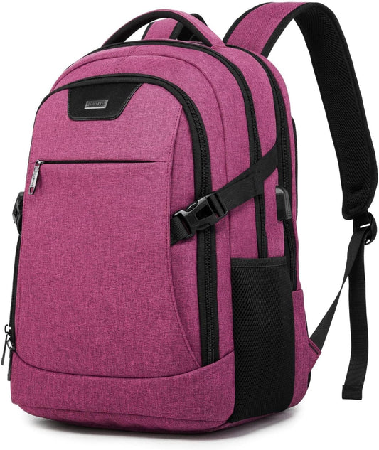DUSLANG Travel Work Laptop Backpack With USB Charging Port Fits 15.6 15 14 13 Inch Laptop and Notebook Business Anti Theft College Computer Bag Back Pack for Women- Hot Pink