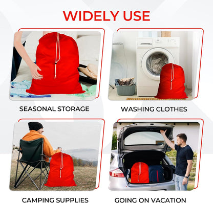 Laundry Bag with Locking Closure Drawstring – Extra Large Heavy Duty 100% Nylon, Large & Foldable Clothes Sack – Lightweight Dirty Laundry Organizer for Travel, Dorm, Gym – L 40" x H 50" (RED)
