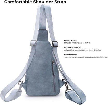 Alldaily Large Sling Bag for Women Crossbody Purse Leather Fashionable Trendy Chest Bag for Travel, Fanny Pack (Blue)
