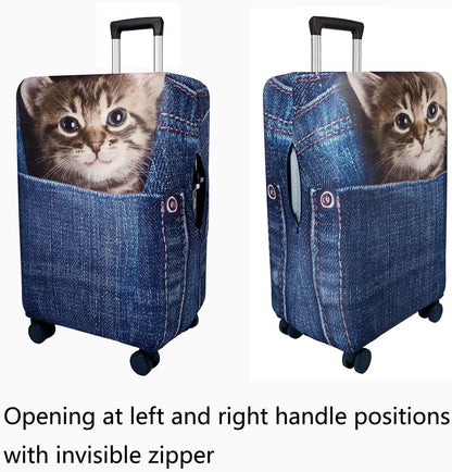 WUJIAONIAO Travel Luggage Cover Baggage Suitcase Cover Protector Skins 18-32 Inch (Cat B, M (for 22-24 inch luggage))