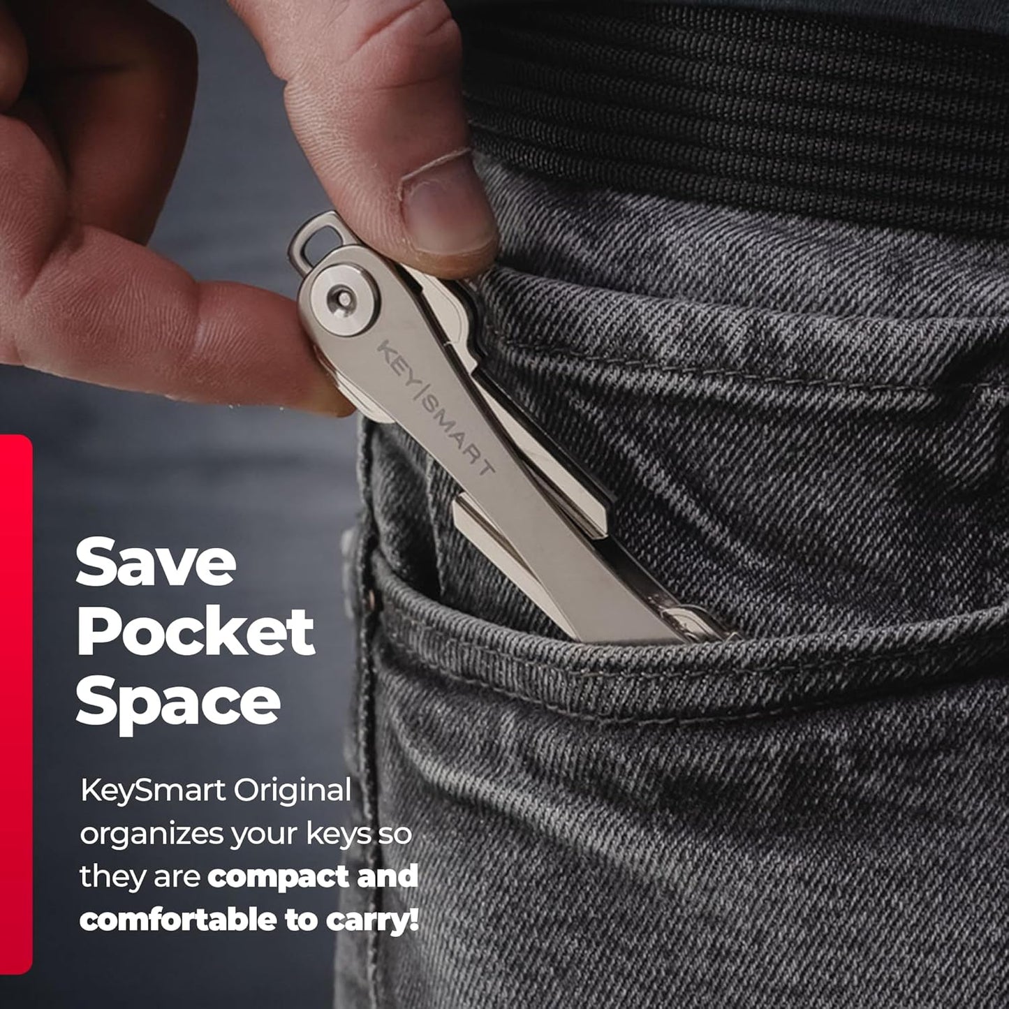 KEYSMART Key Holder for Keychain - Compact Key Organizer for Key Chain, Minimalist Clutter-Free EDC Keychains, Key Ring for Car Fobs Key Chains, Expandable (Up to 14 Keys, Titanium)