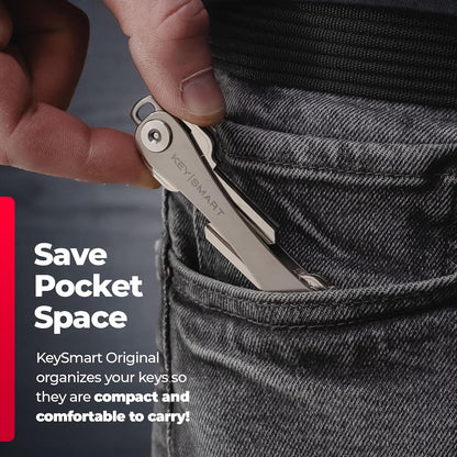 KEYSMART Key Holder for Keychain - Compact Key Organizer for Key Chain, Minimalist Clutter-Free EDC Keychains, Key Ring for Car Fobs Key Chains, Expandable (Up to 14 Keys, Titanium)