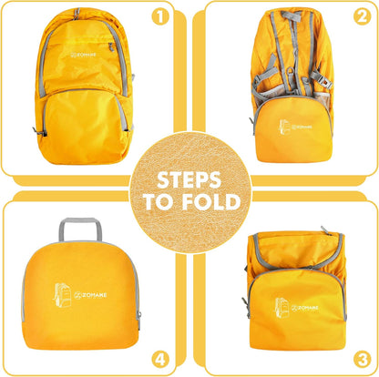 ZOMAKE Lightweight Packable Backpack 30L, Foldable Hiking Backpacks Water Resistant Compact Folding Daypack for Travel(Yellow)