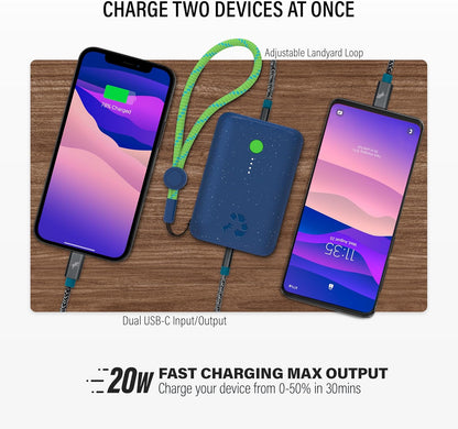 Nimble Champ Portable Charger, 10,000mAh Power Bank Fast Charging, 20W Dual USB-C Battery Pack with Cable, Travel Essential Power Bank for iPhone Laptops Galaxy Tablet Pixel iPad Macbook Kindle Airpod