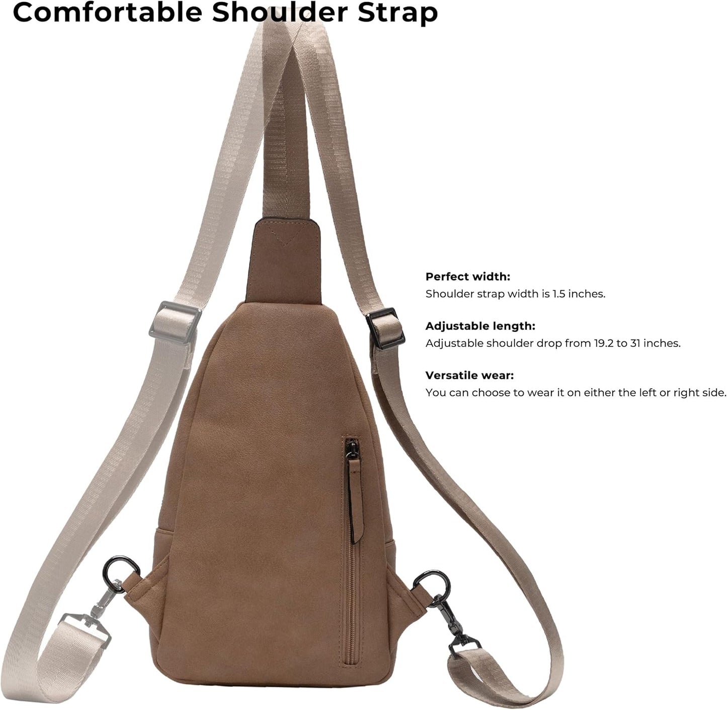 Alldaily Large Sling Bag for Women Crossbody Purse Leather Fashionable Trendy Chest Bag for Travel, Fanny Pack (Beige)