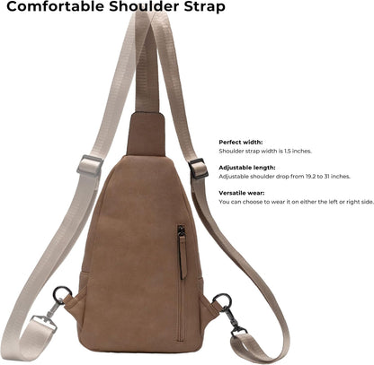 Alldaily Large Sling Bag for Women Crossbody Purse Leather Fashionable Trendy Chest Bag for Travel, Fanny Pack (Beige)