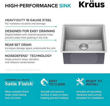 KRAUS Kore 21-Inch Undermount Workstation 16 Gauge Single Bowl Stainless Steel - Image 13