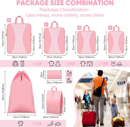 8 Set Compression Packing Cubes for Travel, Packing Cubes Compression Travel Accessories Expandable Packing Organizers for Carry on Luggage Suitcase (Gray)