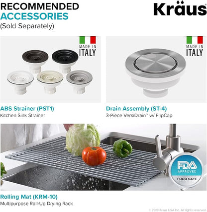 KRAUS Forteza 33-inch Drop in/Undermount 50/50 Double Bowl Granite Kitchen Sink - Image 10