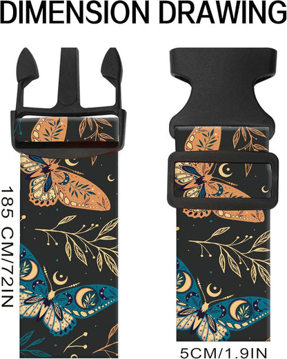Luggage Straps for Suitcases, Adjustable Travel Belt, Durable Wide Luggage Strap, Cute Suitcase Strap Identifiers with Buckle, Bag Straps for Luggage, Boho Butterfly