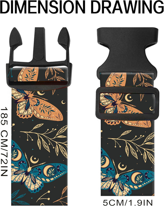Luggage Straps for Suitcases, Adjustable Travel Belt, Durable Wide Luggage Strap, Cute Suitcase Strap Identifiers with Buckle, Bag Straps for Luggage, Boho Butterfly