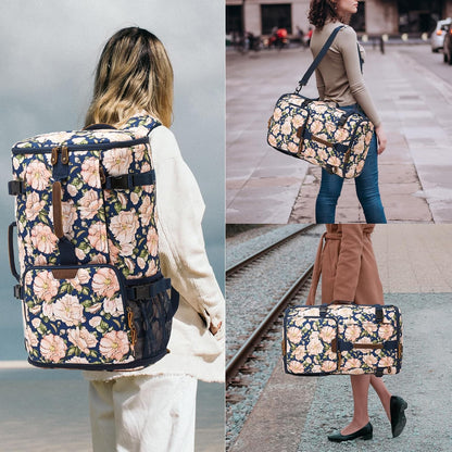 G-FAVOR Travel Backpack for Women, 40L Carry On Backpack Flight Approved Convertible Duffel Bag Backpack Fit for 17.3 Inch Laptop Bag, Floral
