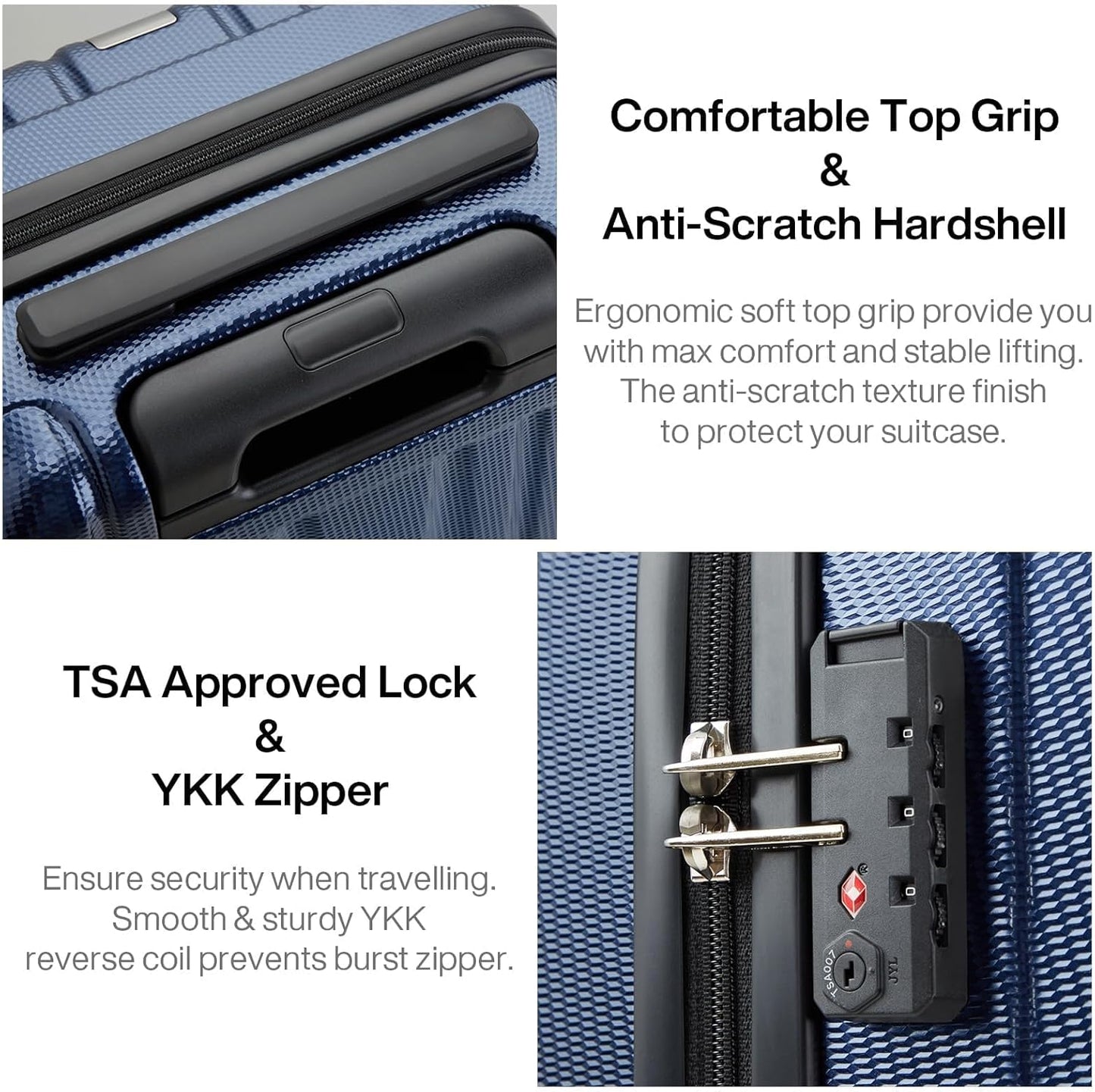 Hanke 14 Inch Underseat Carry On Luggage with Wheels Hard Shell Suitcases Lightweight Small Luggage for Weekender Mini Suitcase Carry On Bag Travel Luggage Christmas Gifts for Birthday (Dark Blue)