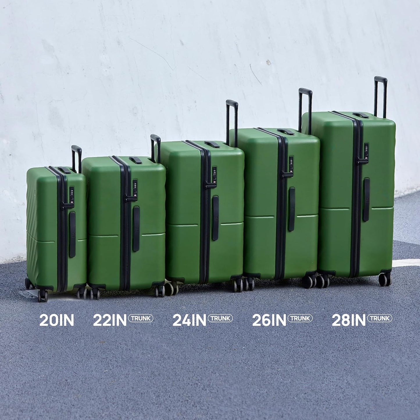 Carry On Suitcase, 20 Inch Carry-On Luggage with Double Spinner Wheels, Anti-Burst Zipper, Hard Case PC Suitcase Carry On, Lightweight Travel Luggage, TSA Approved (Seaweed Green, Hudson)