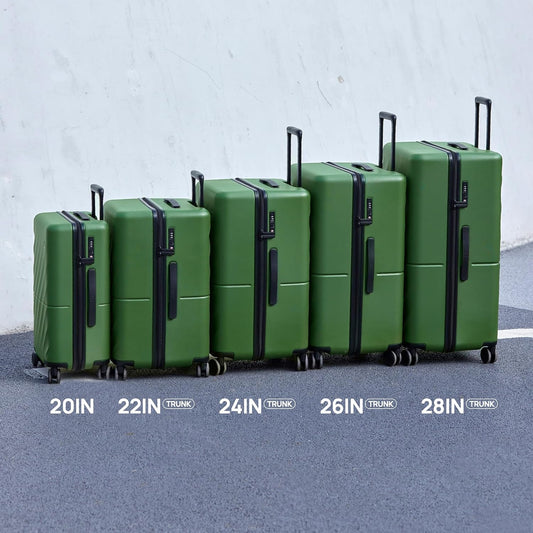 Carry On Suitcase, 20 Inch Carry-On Luggage with Double Spinner Wheels, Anti-Burst Zipper, Hard Case PC Suitcase Carry On, Lightweight Travel Luggage, TSA Approved (Seaweed Green, Hudson)