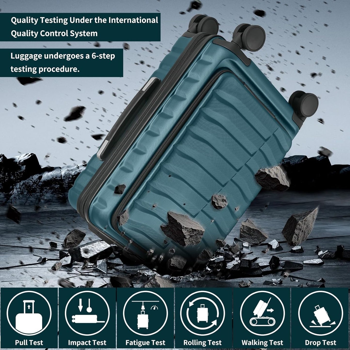 22×14×9 Airline Approved Carry On Expandable Luggage with Front Open Pocket, Spinner Wheels, ABS+PC Hardshell Small 20inch Suitcase with Protective Cover and Luggage Tag, Teal Blue