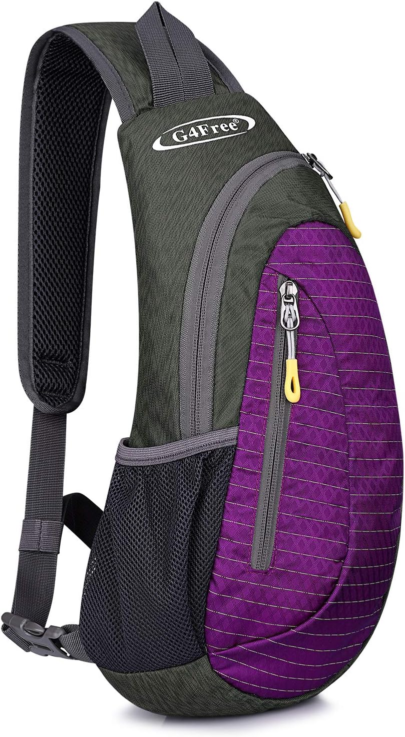 G4Free Sling Bag for Men Women, Small Crossbody Backpack Lightweight Chest Shoulder Bags for Travel, Outdoor and Sports (Purple)