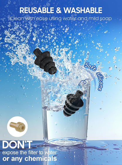 Ear Plugs for Airplane Pressure Relief, 2 Pairs Adults Soft Silicone Reusable Airplane Earplugs 26dB, with Silicone Connector Cord, Travel Essentials for Flying, Ear Protection Earplugs for Plane