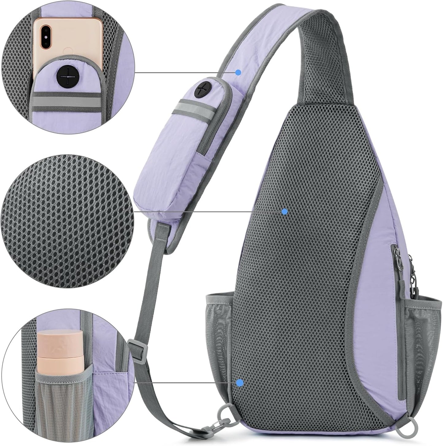 G4Free Sling Bag RFID Blocking Sling Backpack Crossbody Chest Bag Daypack for Hiking Travel (Taro Purple)