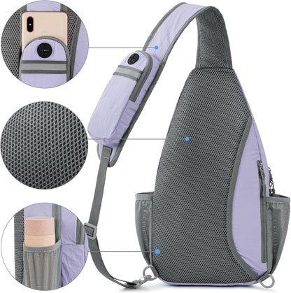 G4Free Sling Bag RFID Blocking Sling Backpack Crossbody Chest Bag Daypack for Hiking Travel (Taro Purple)