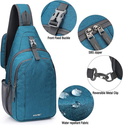 G4Free Sling Bag RFID Blocking Sling Backpack Crossbody Chest Bag Daypack for Hiking Travel(Teal Blue)