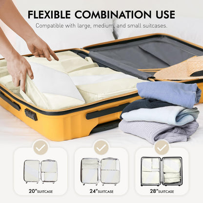 WVM Packing Cubes for Travel, 8 Set Luggage Organizer Bags with Shoe Bag, Toiletry Bag & Laundry Bag, Travel Accessories Essentials Packing Organizer, Beige