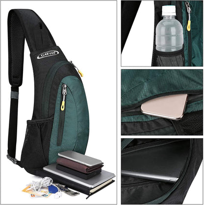 G4Free Sling Bag for Men Women, Small Crossbody Backpack Lightweight Chest Shoulder Bags for Travel, Outdoor and Sports (Dark Green)
