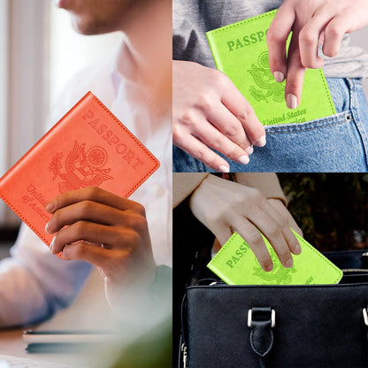 Herain Green & Orange Passport Holder for Travel, Cruise Essentials Passport Wallet Cover Case for Family Women Men, Travel Accessorie Gifts Must Haves Passports Book Protector