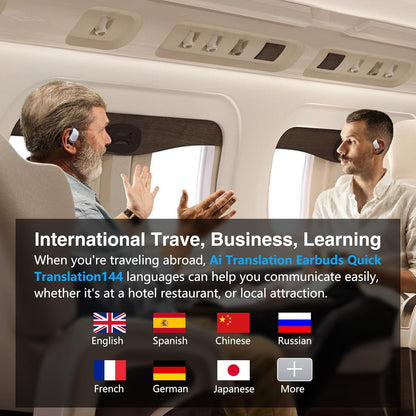 AI Language Translation Earbuds, Translator Earbuds Real Time with iOS & Android, Noise Cancelling,144-Language Bluetooth Headphones Translating Device for Travel and Business