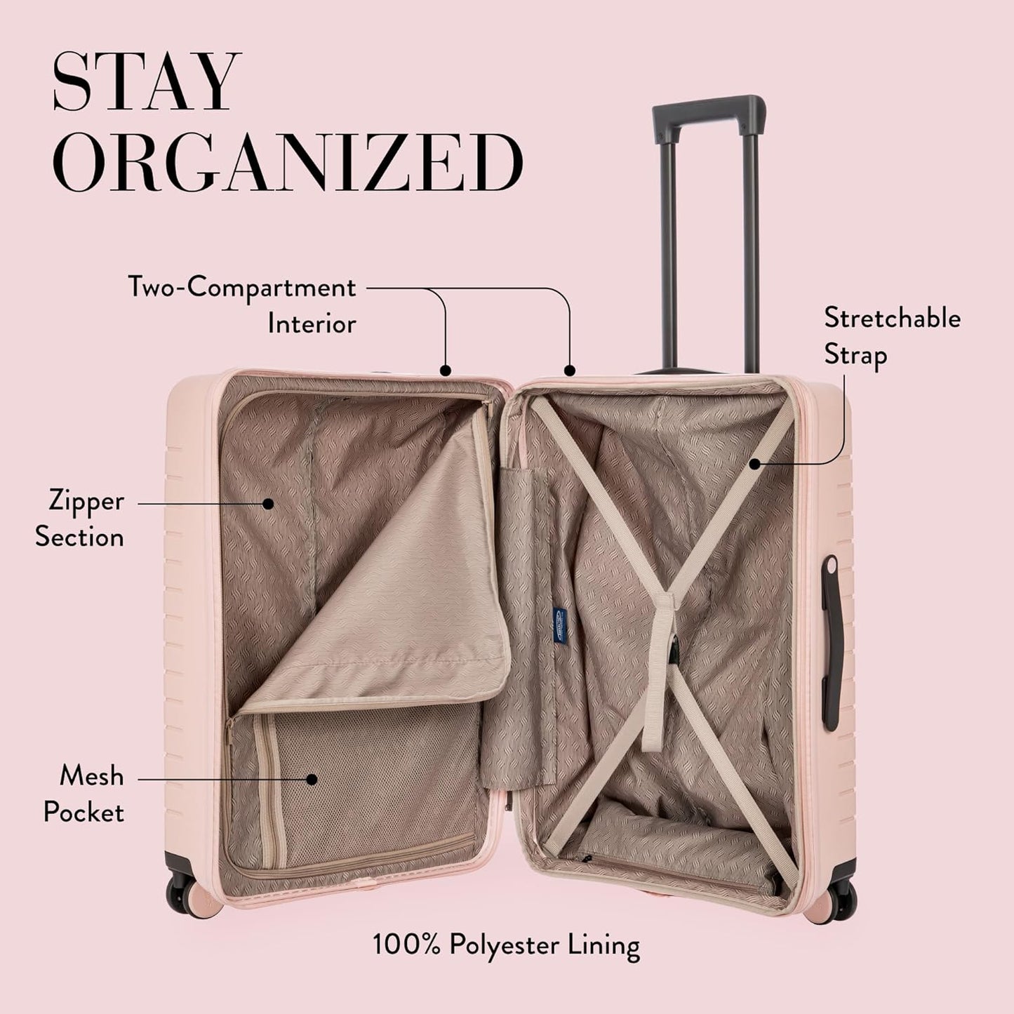 Bric's 28" Expandable Spinner Suitcase - Travel Luggage with TSA-Approved Lock and Hard Shell Exterior - B|Y Ulisse - Pearl Pink