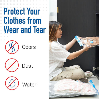 8 Pack Small Vacuum Storage Bags for Comforters, Blankets & Clothes – Vacuum Sealed Compression Bags with Hand Pump – Space Saver Storage Bags for Bedding, Moving, Travel & Organization