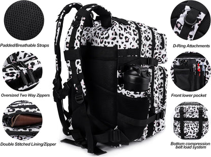 LHI Military Tactical Backpack for Men and Women 45L Army 3 Days Assault Pack Bag Large Rucksack with Molle System - Leopard