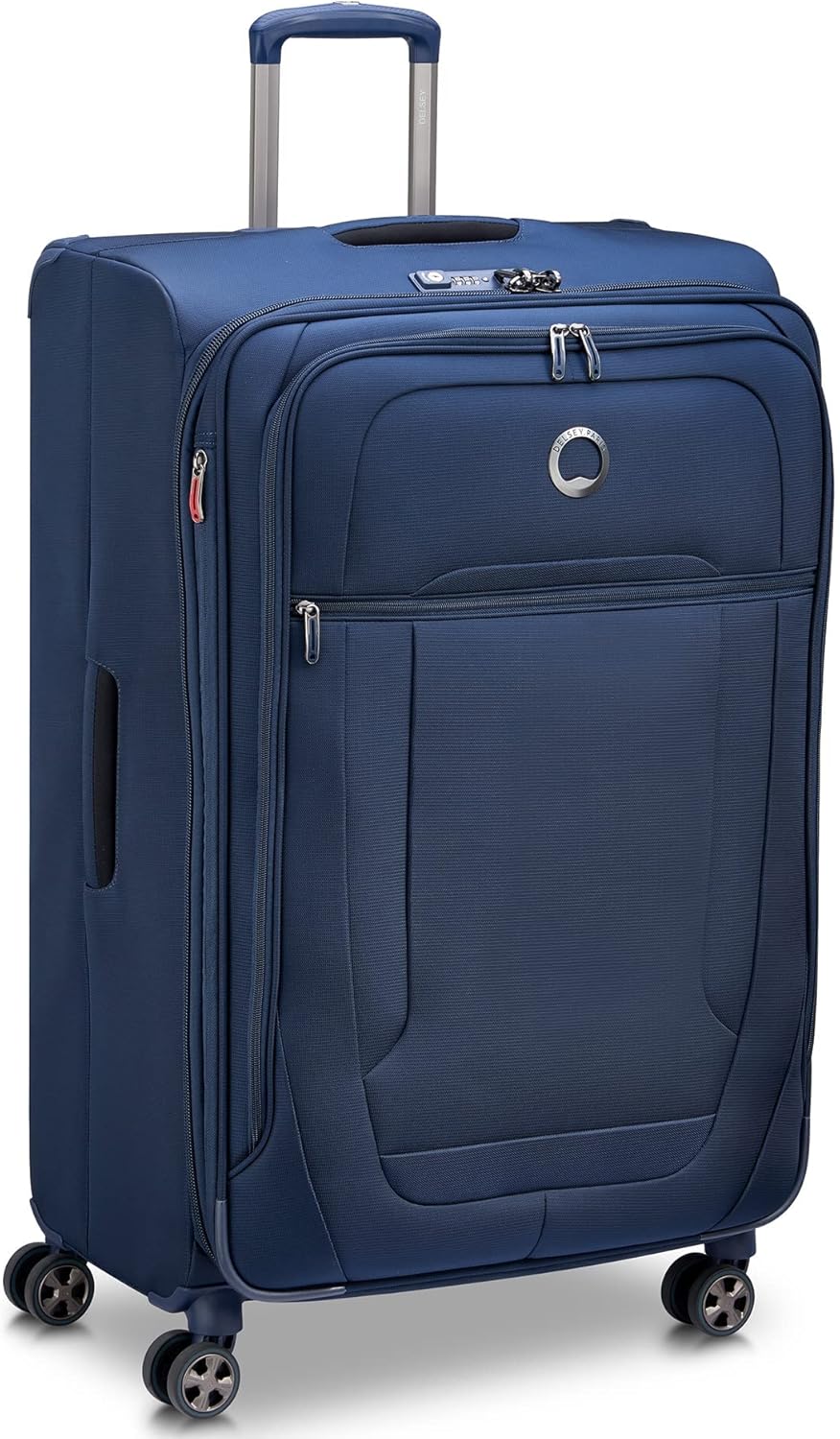 DELSEY PARIS Helium DLX Softside Expandable Luggage with Spinner Wheels, Navy Blue, Checked-Large 29 Inch