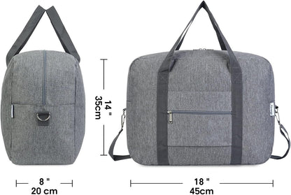For Spirit Airlines Personal Item Bag 18x14x8 Foldable Travel Duffel Bag Tote Duffle Carry on Luggage for Women and Men 30L (Grey (With Shoulder Strap))