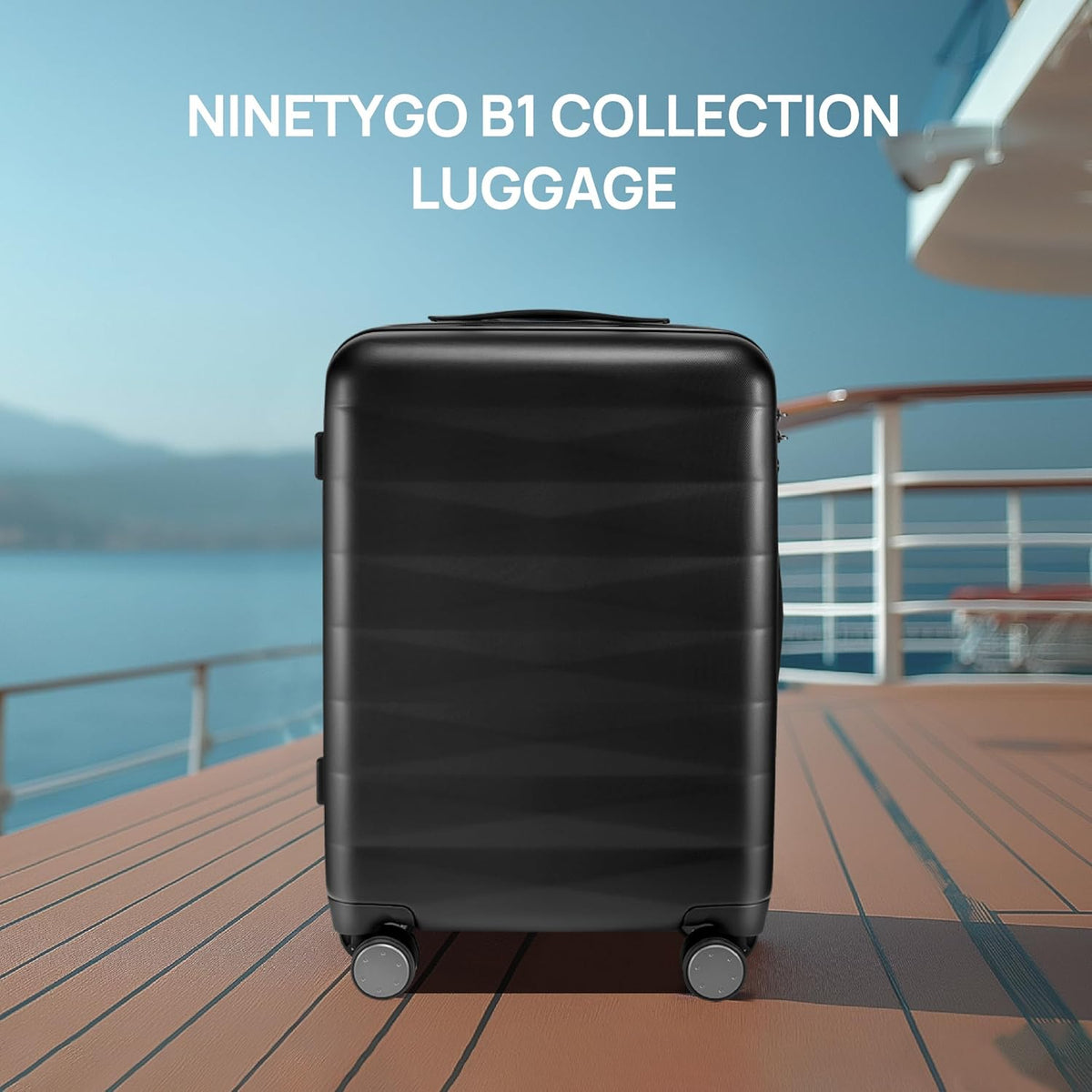 NINETYGO Carry On Luggage 22x14x9 Airline Approved, Small Suitcase with Smooth Double Spinner Wheels, Hard Shell PC Luggage Carry-On, Lightweight Travel Luggage, TSA Approved (Black, B1)