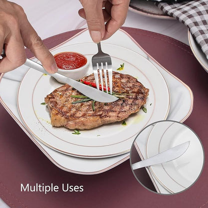 Matte Silverware Set, VANVRO 40-Piece Stainless Steel Flatware Set, Satin - Image 5
