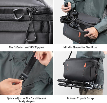 PGYTECH OneMo Sling Camera Bag 11L-13L, waterproof Crossbody Camera Shoulder Bag for Photographers Travel, DSLR Camera Bag for Sony/Canon/Nikon/DJI Mavic/Mirrorless/Tripod/Laptop