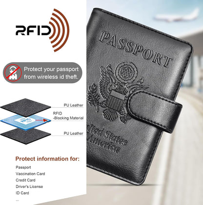 Herain Passport Holder for Travel Cruise Essentials, 2 Pcs Passport Cover Wallet Case Women Men Family, RFID Passports Book Card Holders Travel Accessorie Gifts Must Haves